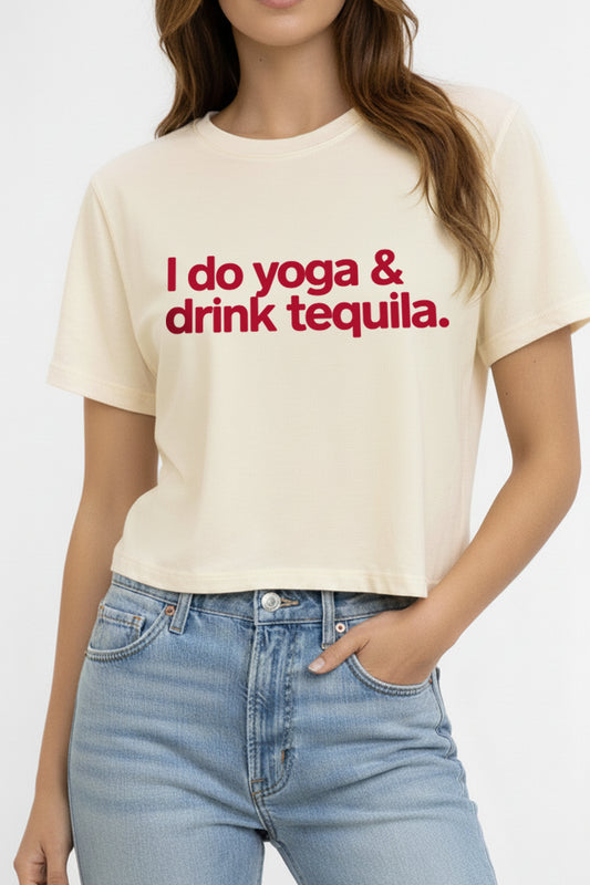 Yoga & Tequila Graphic Boxy Crop Top