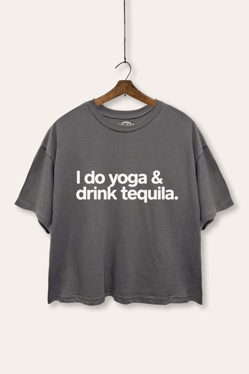 Yoga & Tequila Graphic Boxy Crop Top