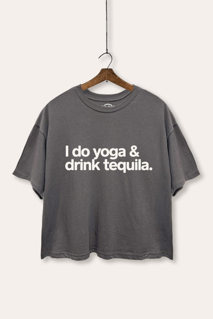 Yoga & Tequila Graphic Boxy Crop Top
