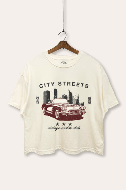 Vintage Motor City Streets Graphic Boxy Crop Top