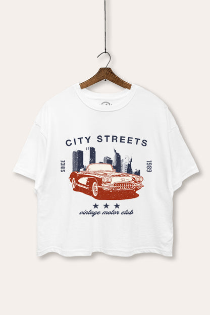 Vintage Motor City Streets Graphic Boxy Crop Top