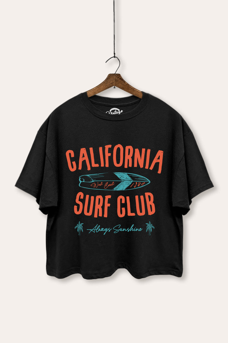 Coastal California Surf Club Graphic Boxy Crop Top