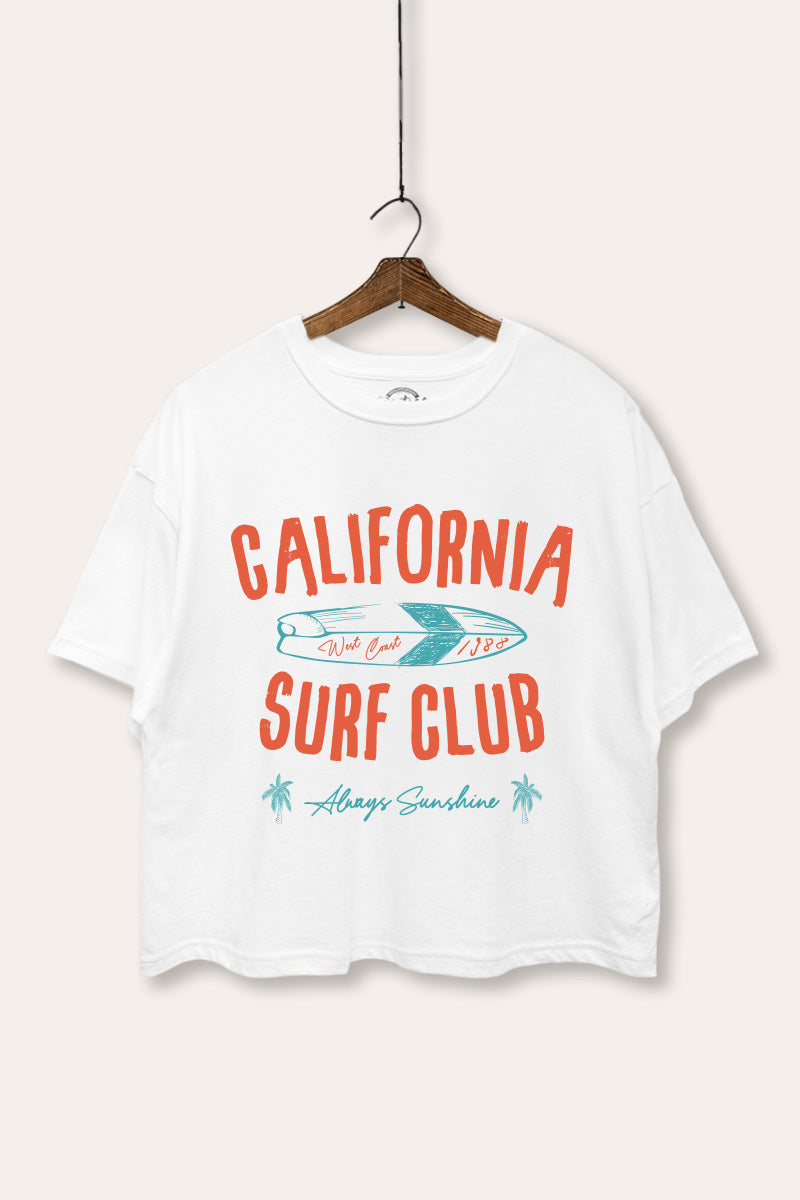 Coastal California Surf Club Graphic Boxy Crop Top