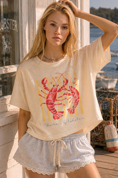 You're My Lobster Graphic Boxy Crop Top