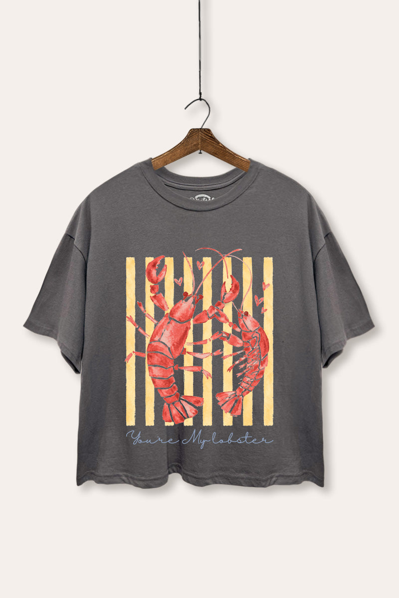 You're My Lobster Graphic Boxy Crop Top