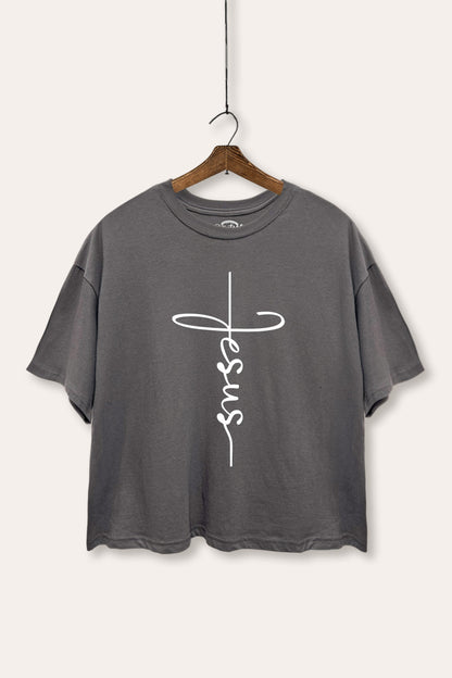 Jesus Cross Typography Boxy Crop Top
