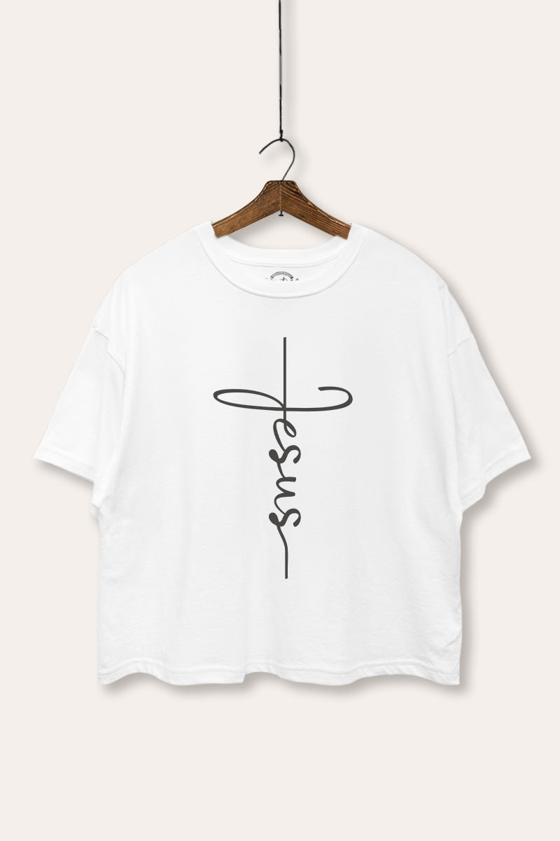 Jesus Cross Typography Boxy Crop Top