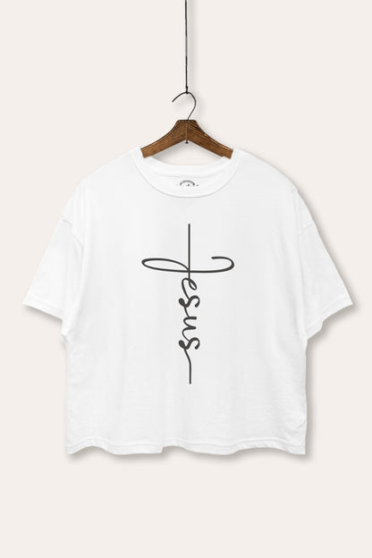 Jesus Cross Typography Boxy Crop Top