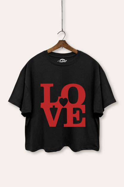 "LOVE" heart graphic boxy crop top