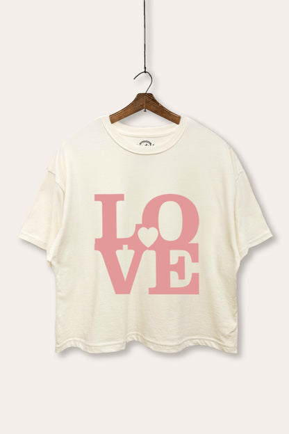 "LOVE" heart graphic boxy crop top