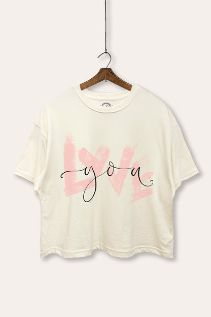 Love You Heart Graphic Boxy Crop Top