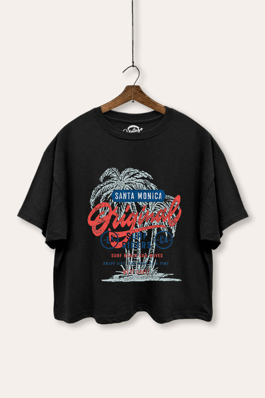 Santa Monica Surf Riders Graphic Boxy Crop Top