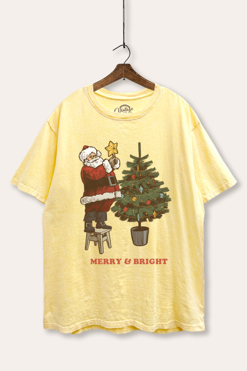 santa decorating christmas tree graphic tie dye boxy t-shirt