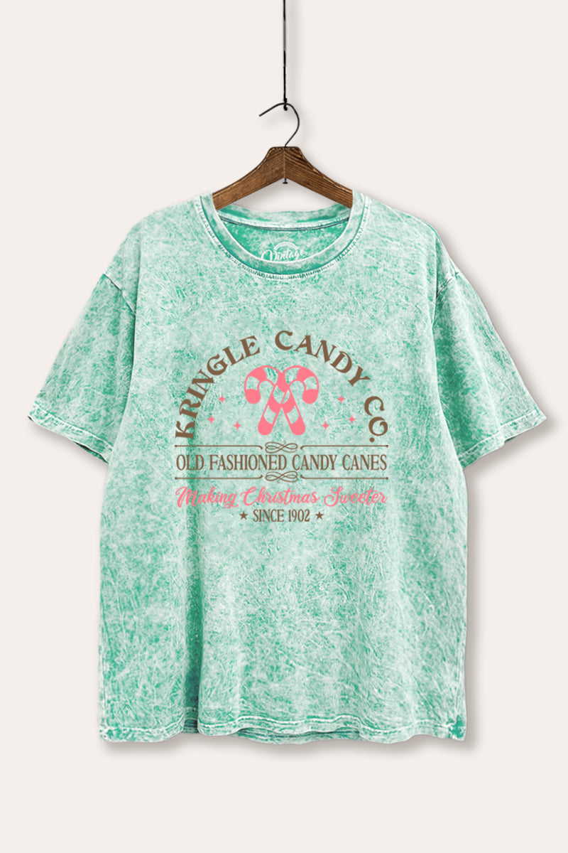 christmas candy cane tie die boxy graphic tee