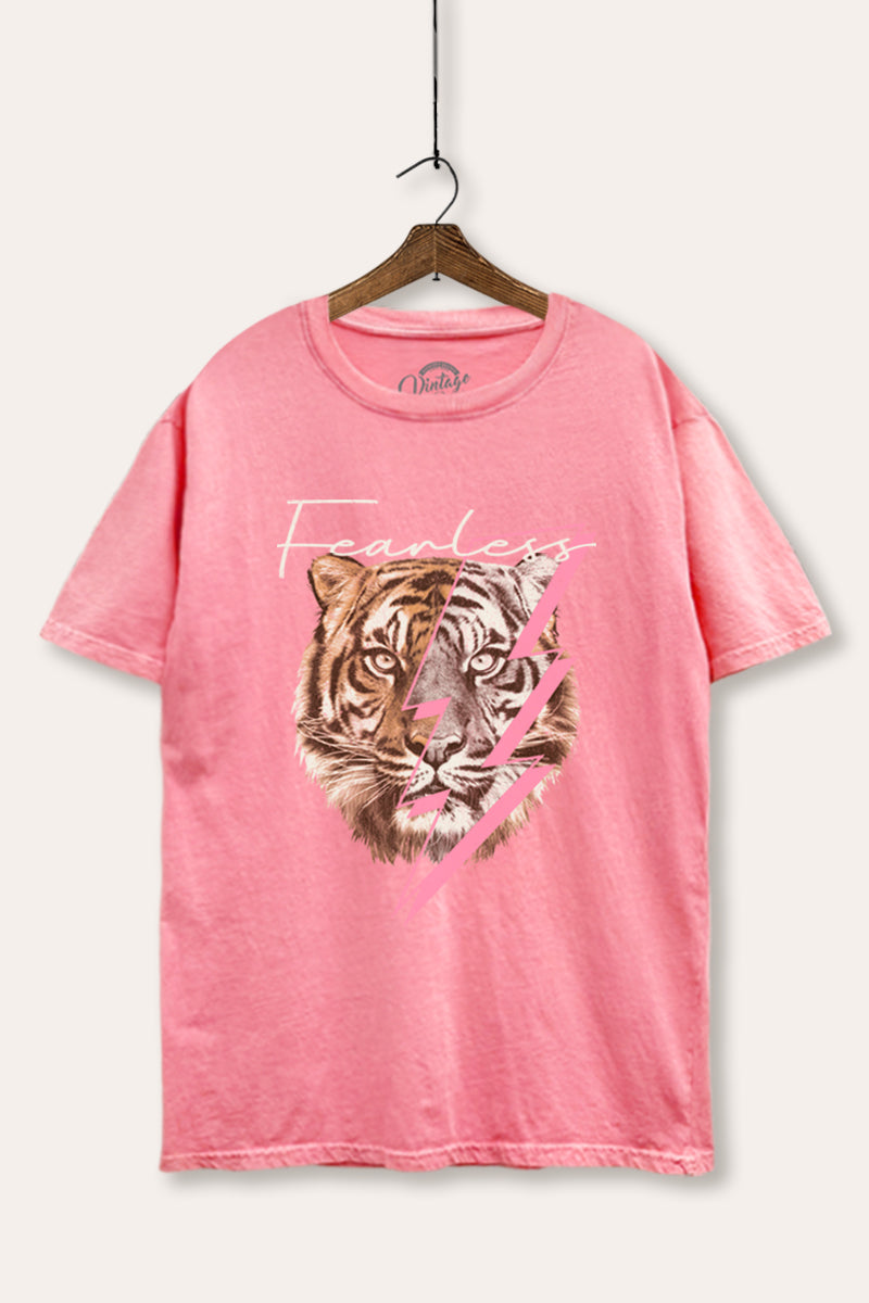 Fearless Tiger Lightning Graphic Mineral Wash Boxy Tee