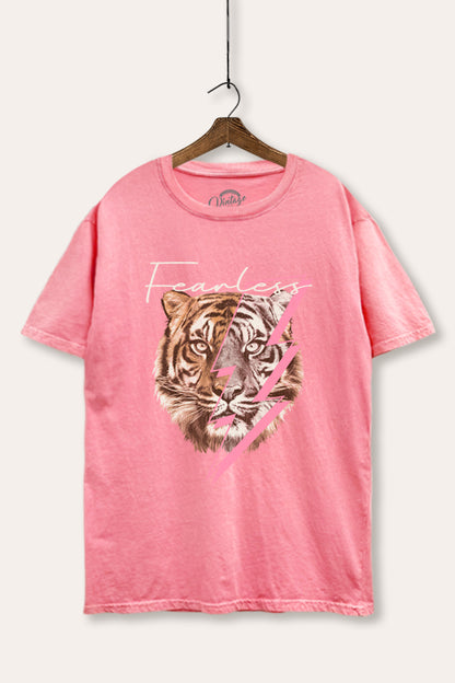 Fearless Tiger Lightning Graphic Mineral Wash Boxy Tee