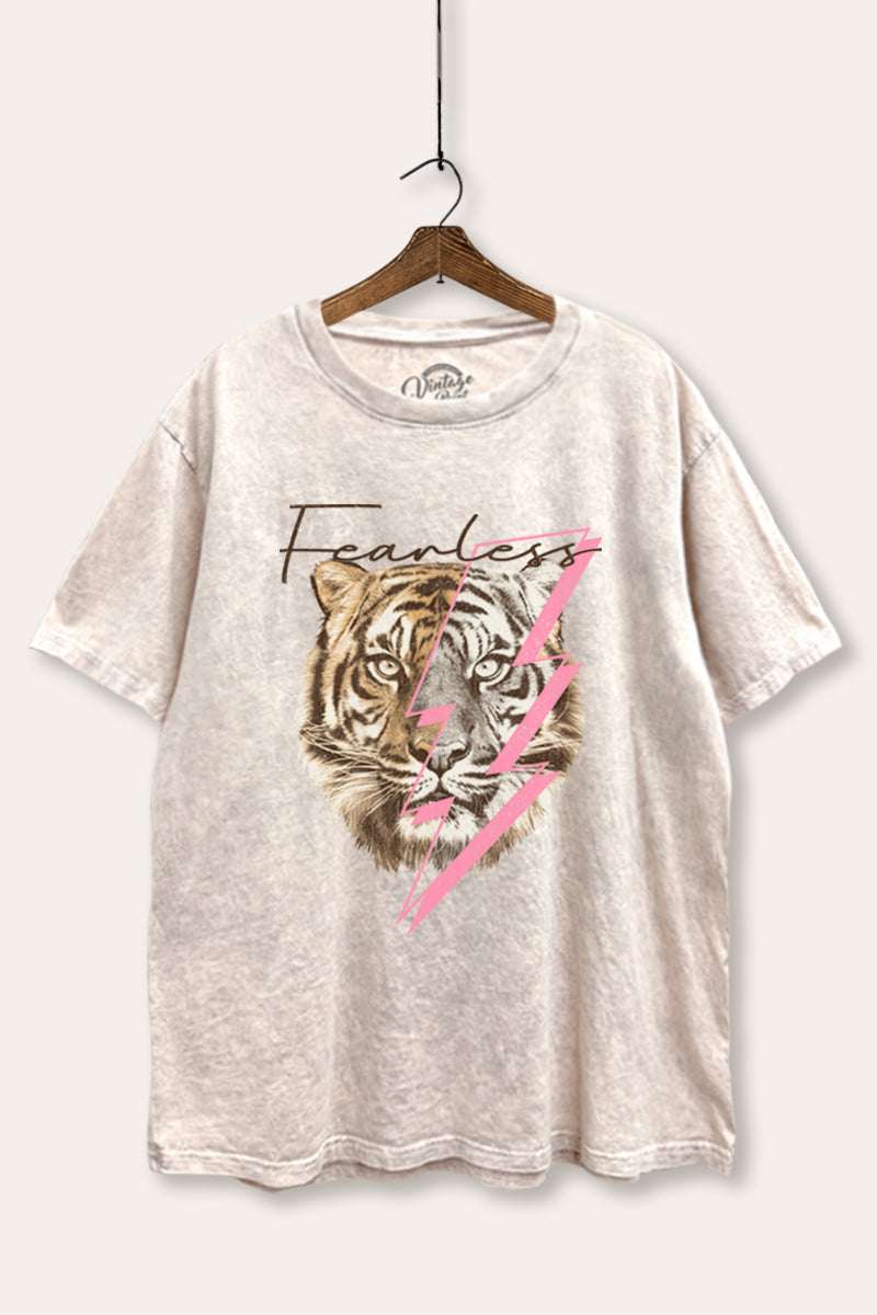 fearless lightning tiger tie dye mineral wash boxy graphic tee