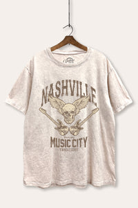 nashville music city mineral wash boxy graphic tee