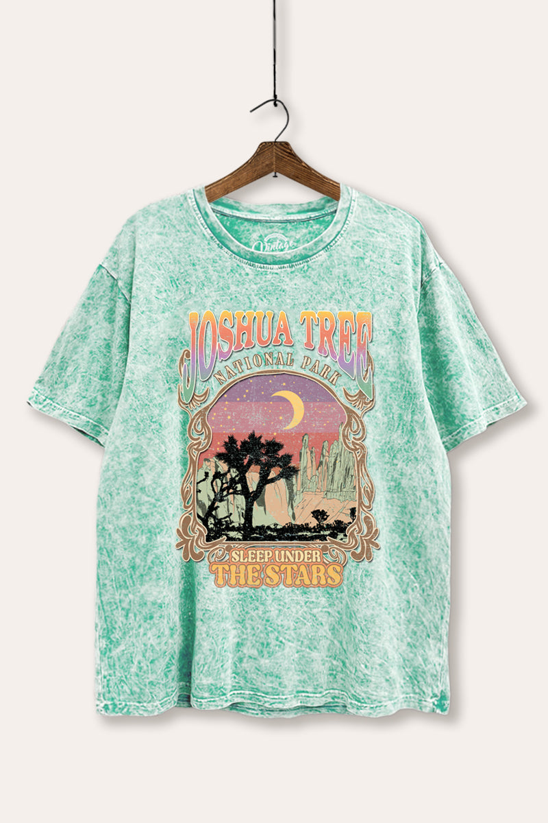 Joshua Tree Desert Stars Graphic Mineral Wash Boxy Tee