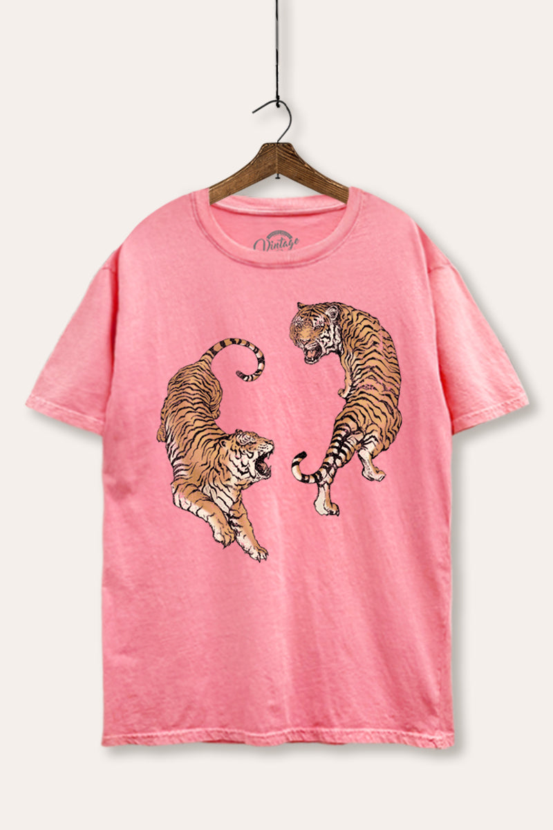 Fighting Tigers Graphic Mineral Wash Boxy Tee