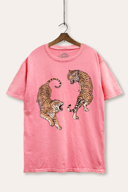 Fighting Tigers Graphic Mineral Wash Boxy Tee