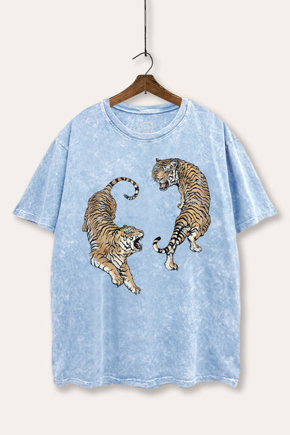 Fighting Tigers Graphic Mineral Wash Boxy Tee