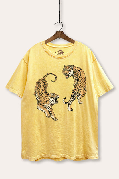 Fighting Tigers Graphic Mineral Wash Boxy Tee
