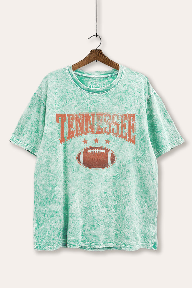 tennessee football tie dye mineral wash boxy graphic tee