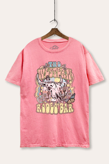 Western Rodeo Bar Retro Graphic Mineral Wash Boxy Tee