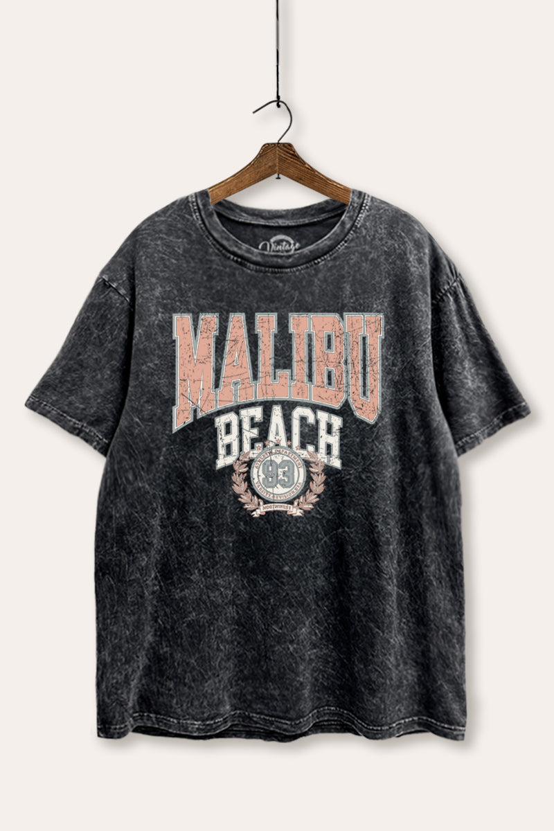 "malibu beach" tie dye mineral wash boxy graphic tee