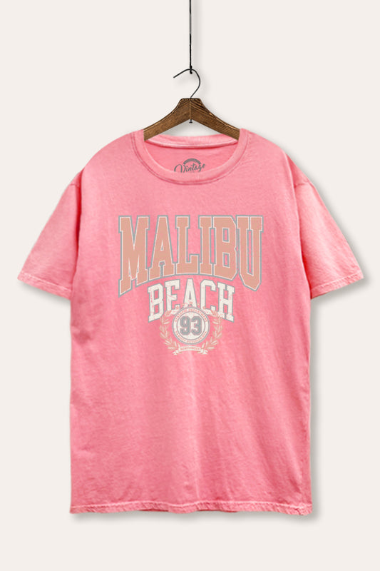 "malibu beach" tie dye mineral wash boxy graphic tee