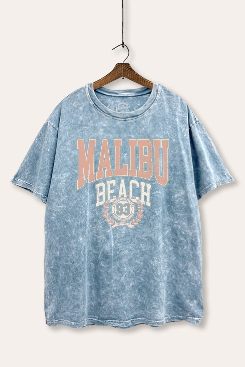 "malibu beach" tie dye mineral wash boxy graphic tee