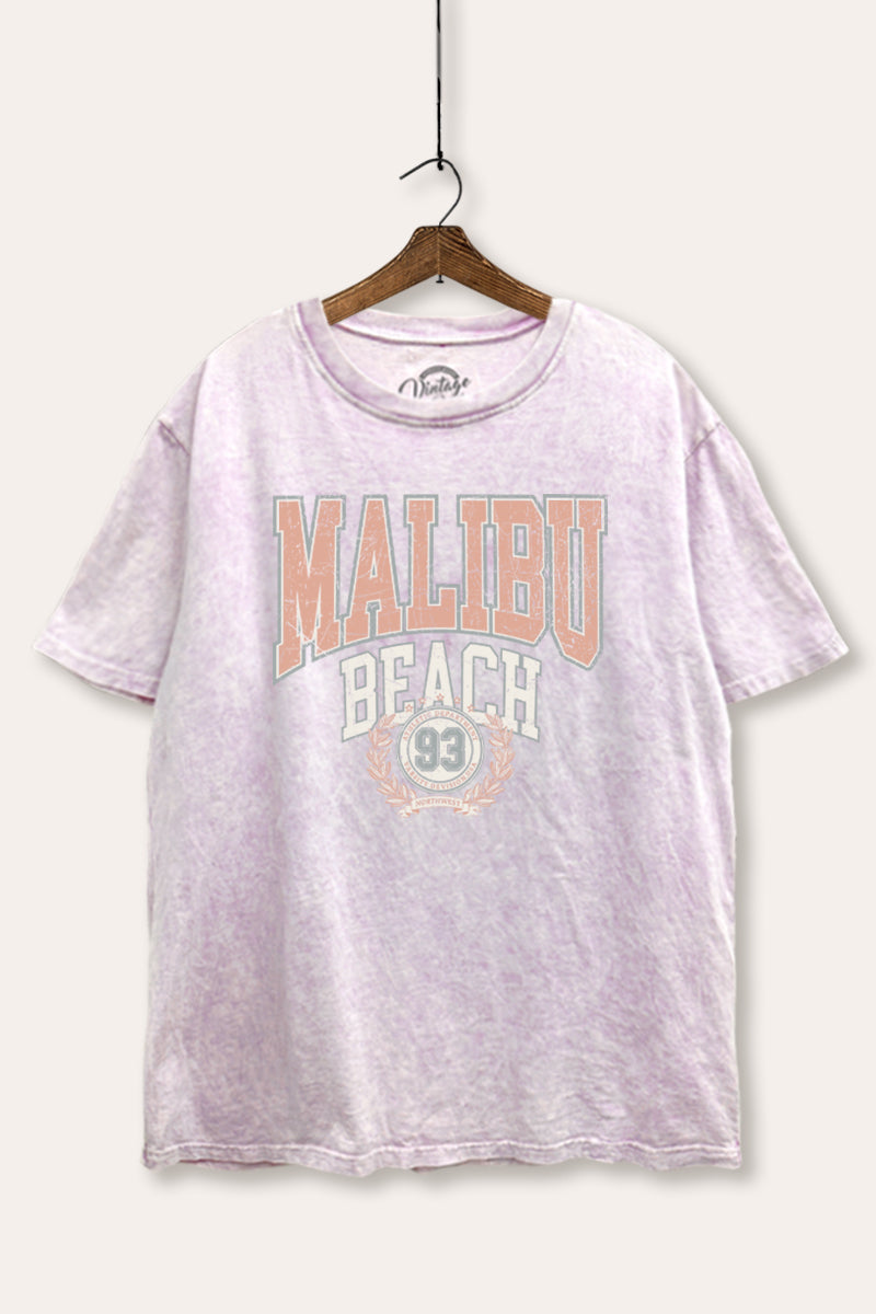 "malibu beach" tie dye mineral wash boxy graphic tee
