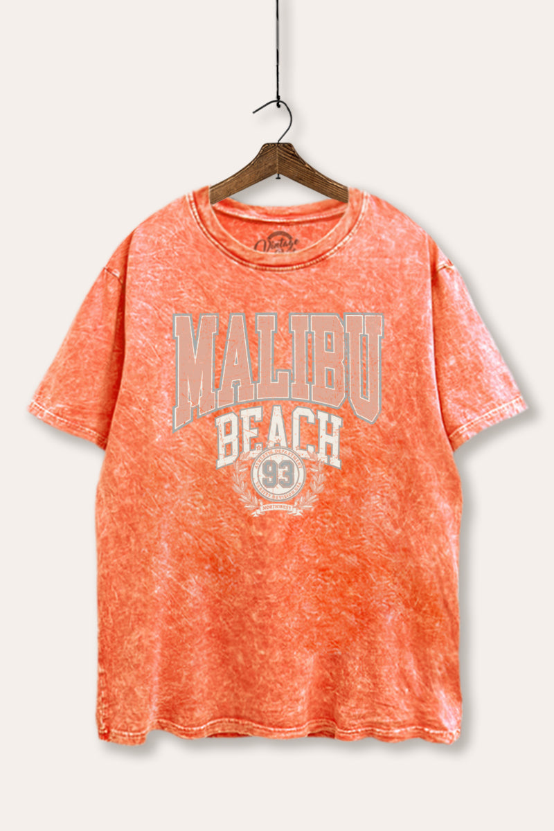 "malibu beach" tie dye mineral wash boxy graphic tee
