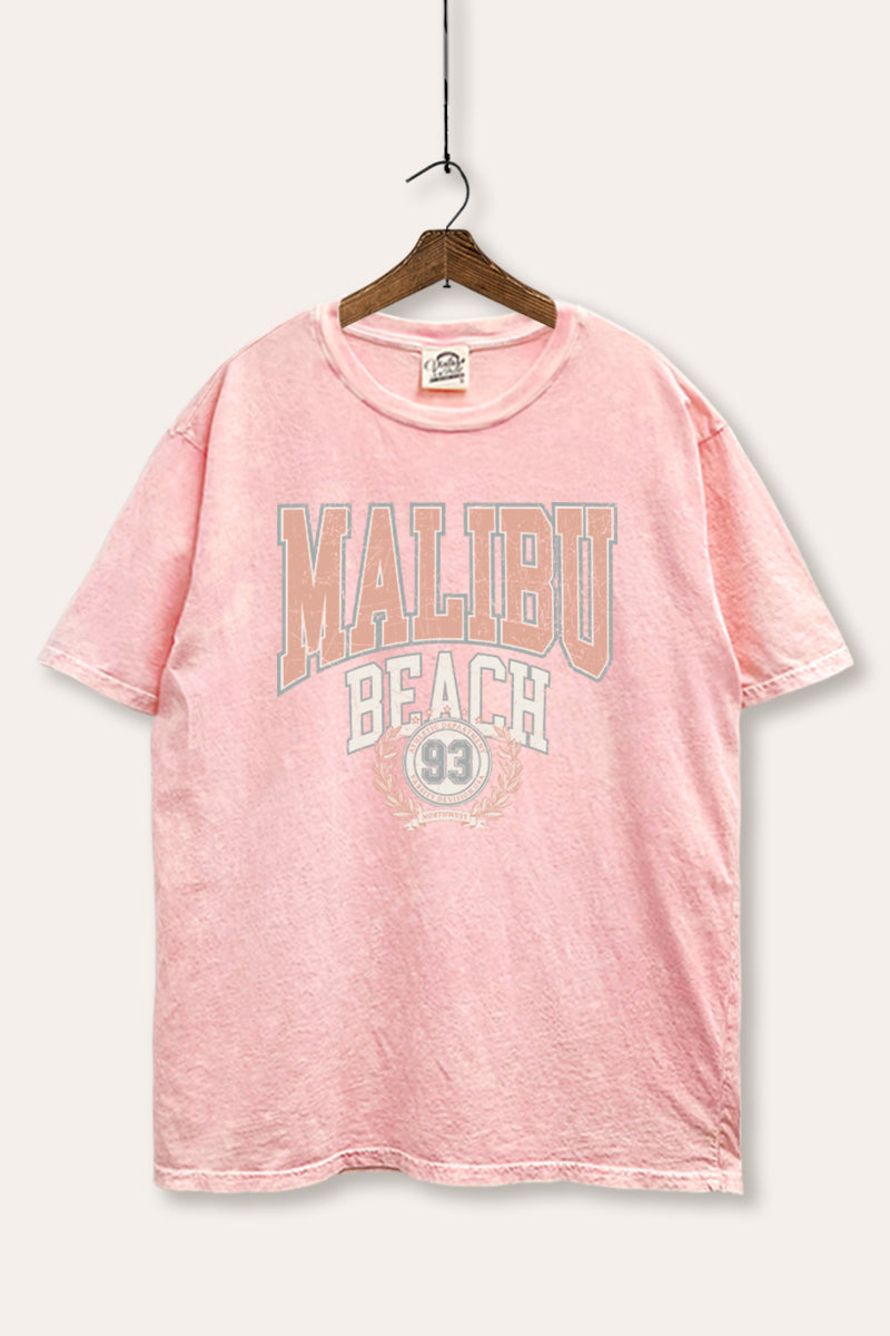 "malibu beach" tie dye mineral wash boxy graphic tee
