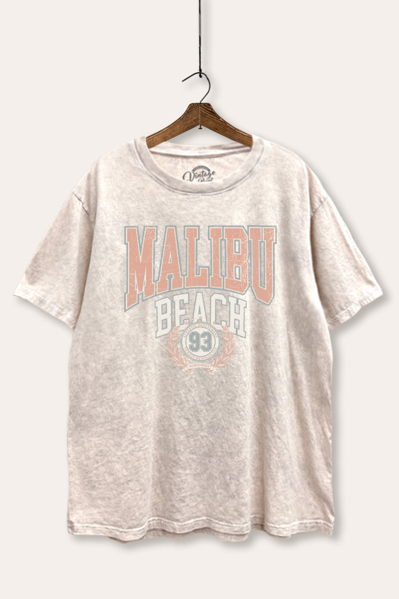 "malibu beach" tie dye mineral wash boxy graphic tee