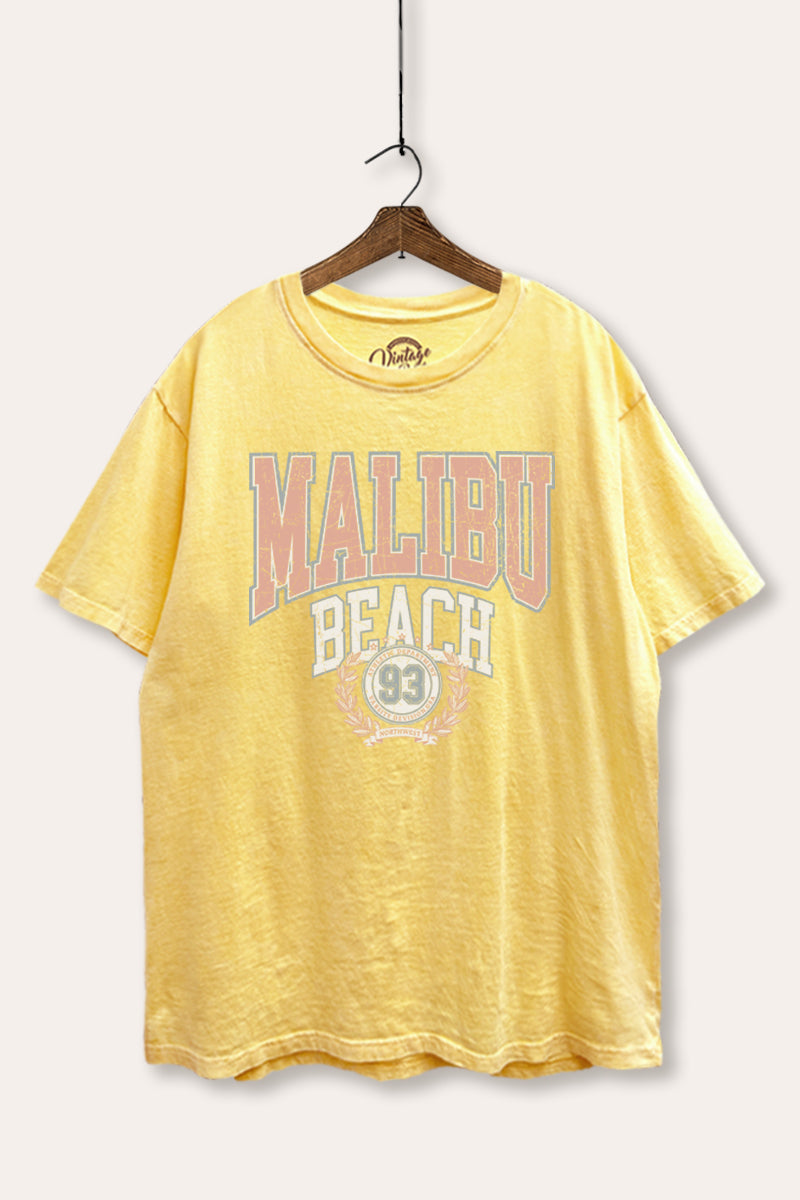 "malibu beach" tie dye mineral wash boxy graphic tee