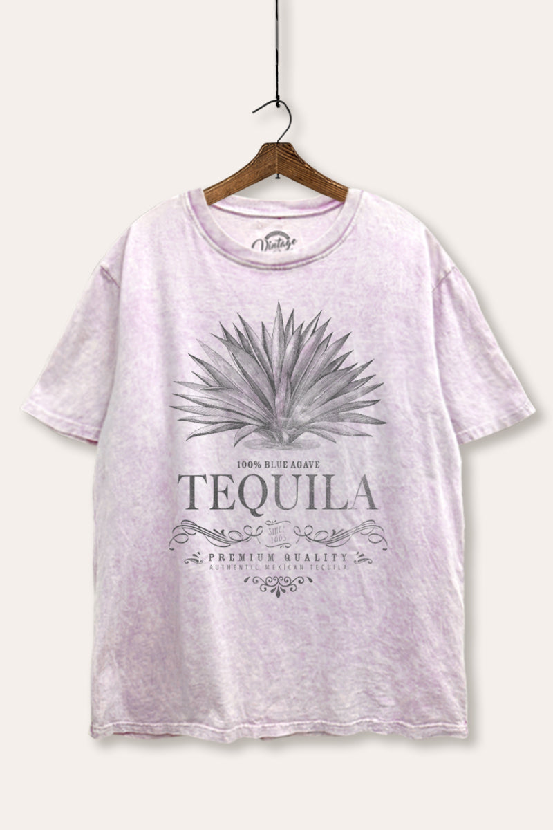 "tequila" agave plant tie dye mineral wash boxy graphic tee