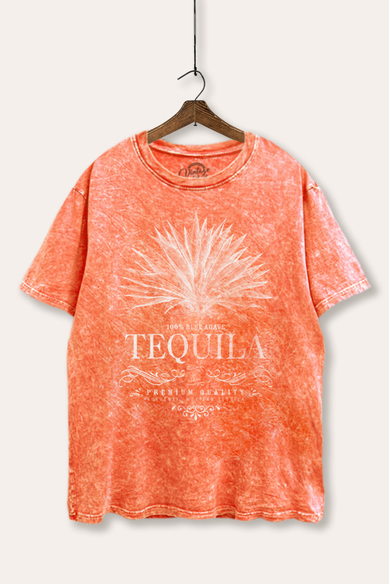 "tequila" agave plant tie dye mineral wash boxy graphic tee