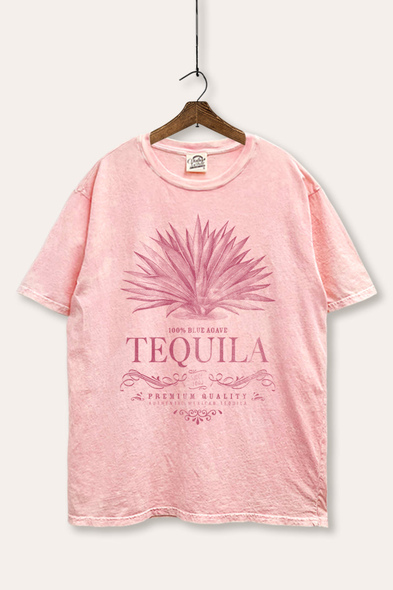 "tequila" agave plant tie dye mineral wash boxy graphic tee