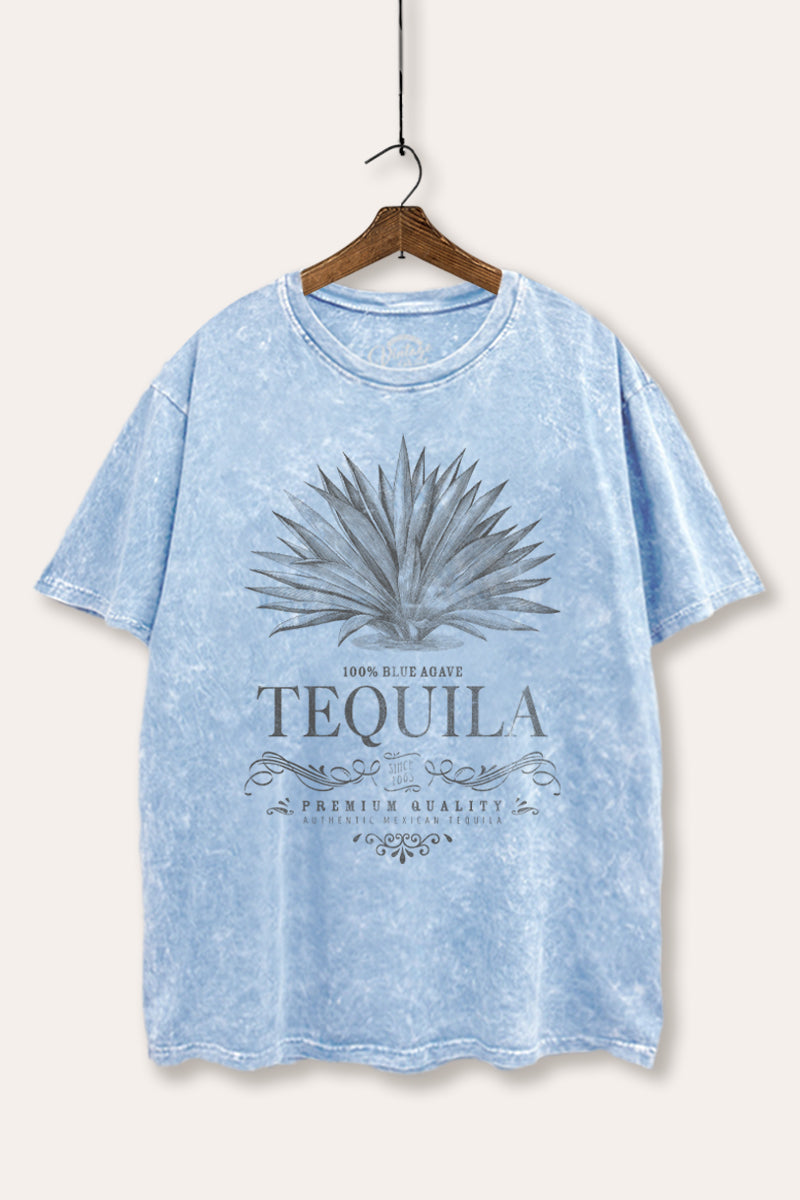 "tequila" agave plant tie dye mineral wash boxy graphic tee