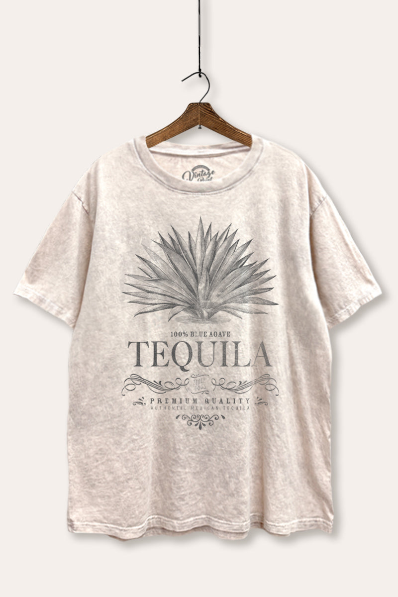 "tequila" agave plant tie dye mineral wash boxy graphic tee