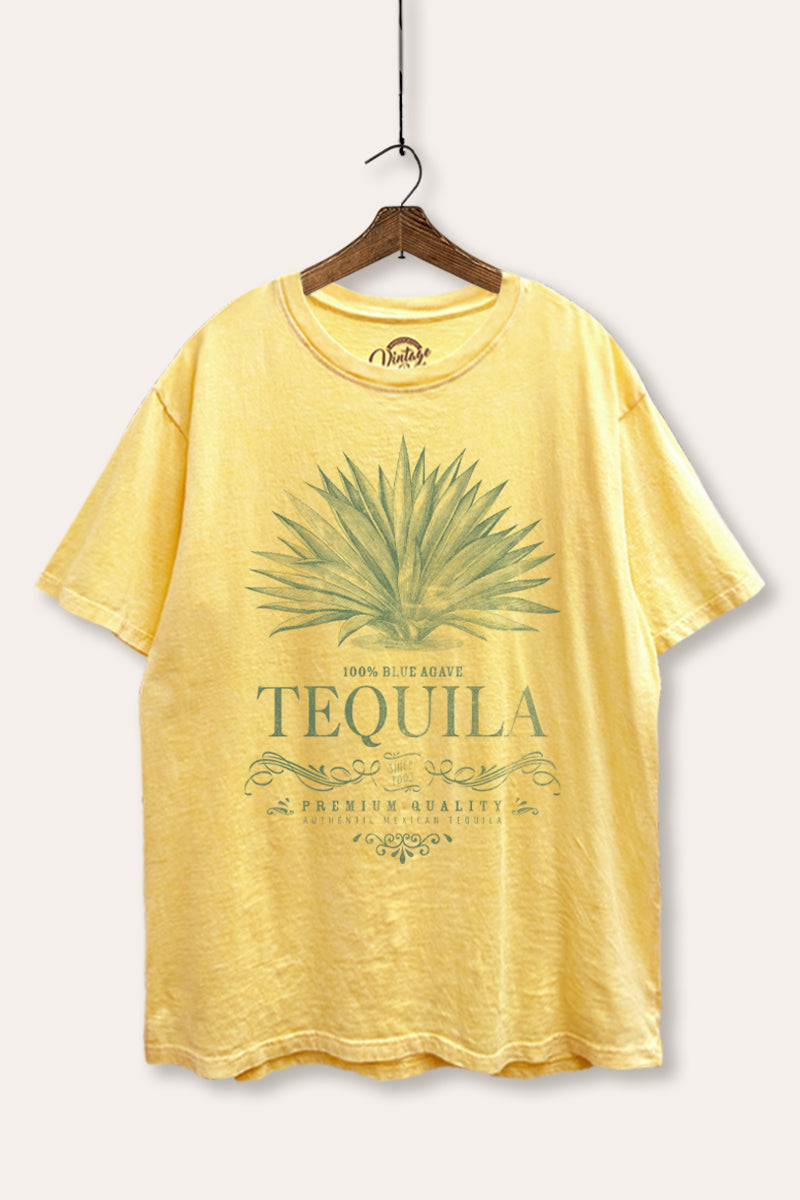 "tequila" agave plant tie dye mineral wash boxy graphic tee