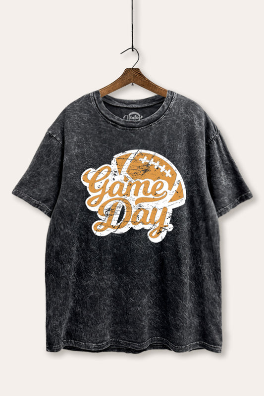 "game day" football mineral wash boxy graphic tee