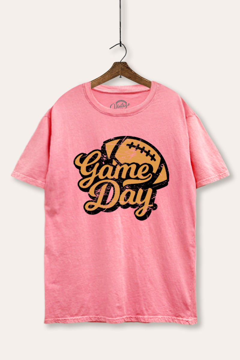"game day" football tie dye mineral wash boxy graphic tee