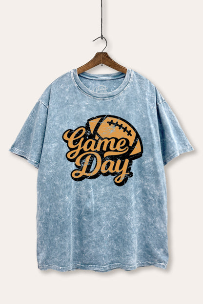 Game Day Football Sports Graphic Mineral Wash Boxy Tee