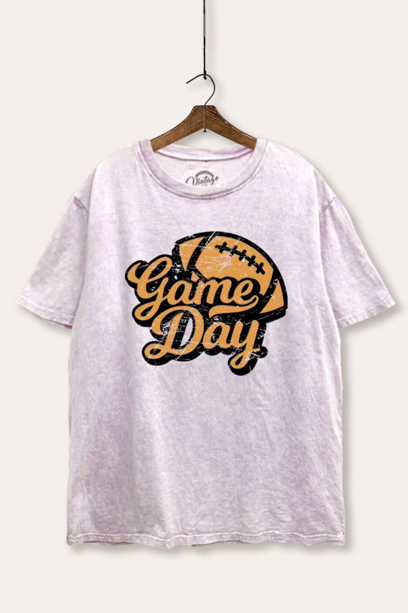"game day" football mineral wash boxy graphic tee