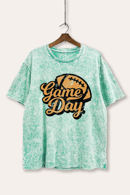 Game Day Football Sports Graphic Mineral Wash Boxy Tee