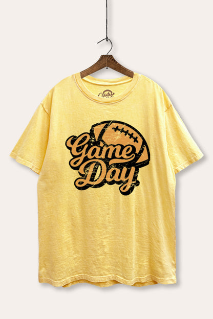 Game Day Football Sports Graphic Mineral Wash Boxy Tee