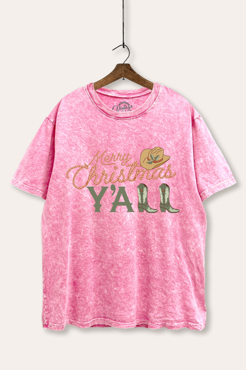 "merry christmas y'all" tie dye boxy graphic tee